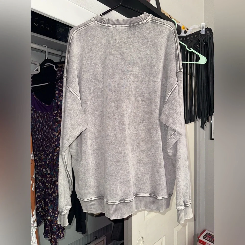 Free People Falling Forward NWOT Crewneck Sweatshirt XL Gray Oversized Pullover - Picture 10 of 14